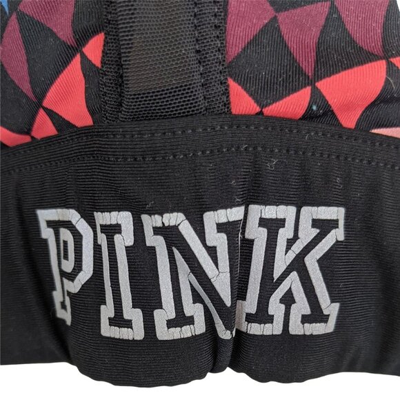 Victoria's Secret PINK black multicolored geo print ultimate sports bra small - Picture 4 of 9